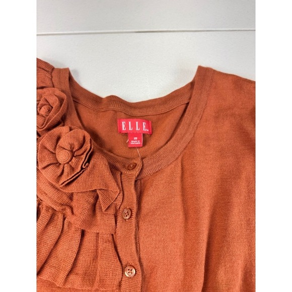 ELLE Womens Parisian Chic Cardigan Sweater with Rosette Detail - Size XS - Picture 5 of 9